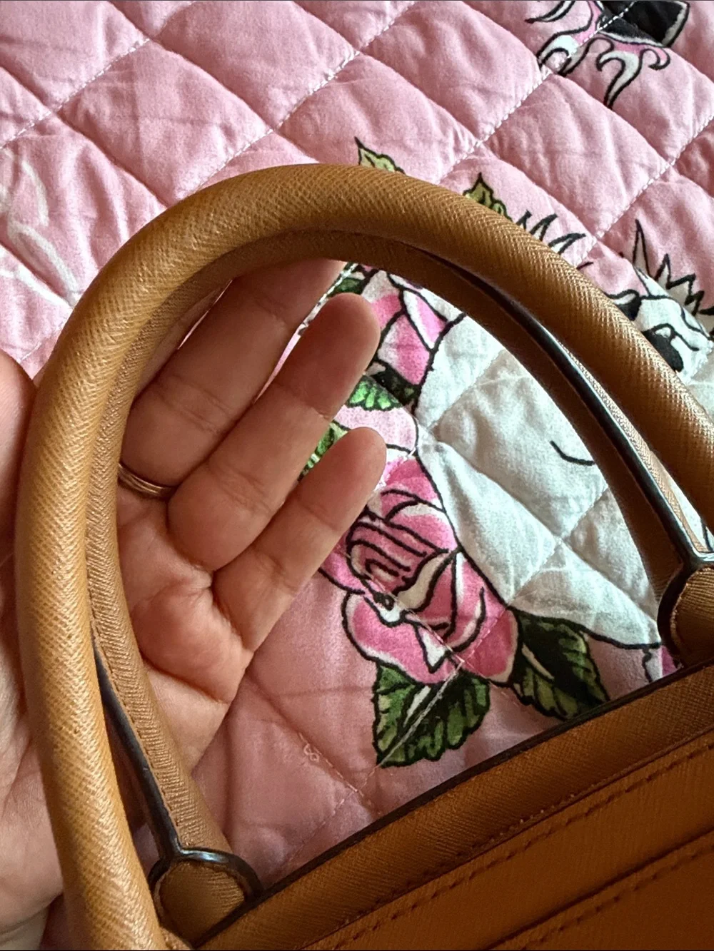 Michael Kors Cognac Leather Satchel with Gold Hardware